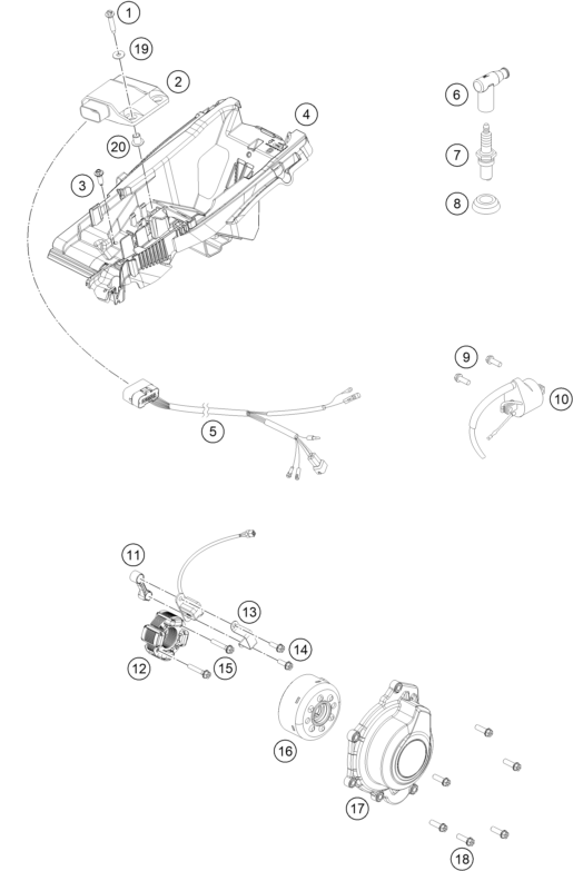 vue éclatée système de allumage - gasgas mc 125 bt eu 2023