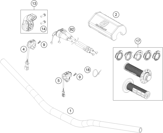 vue éclatée guidon, armatures - gasgas mc 125 2026