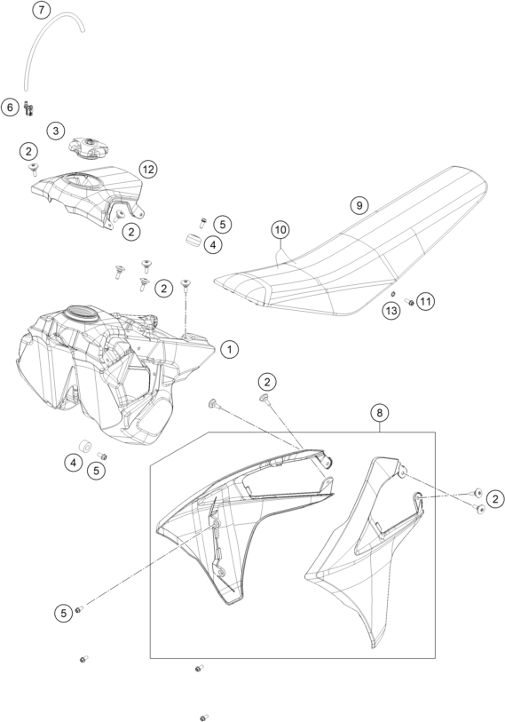 vue éclatée réservoir, selle - gasgas mc 125 2026