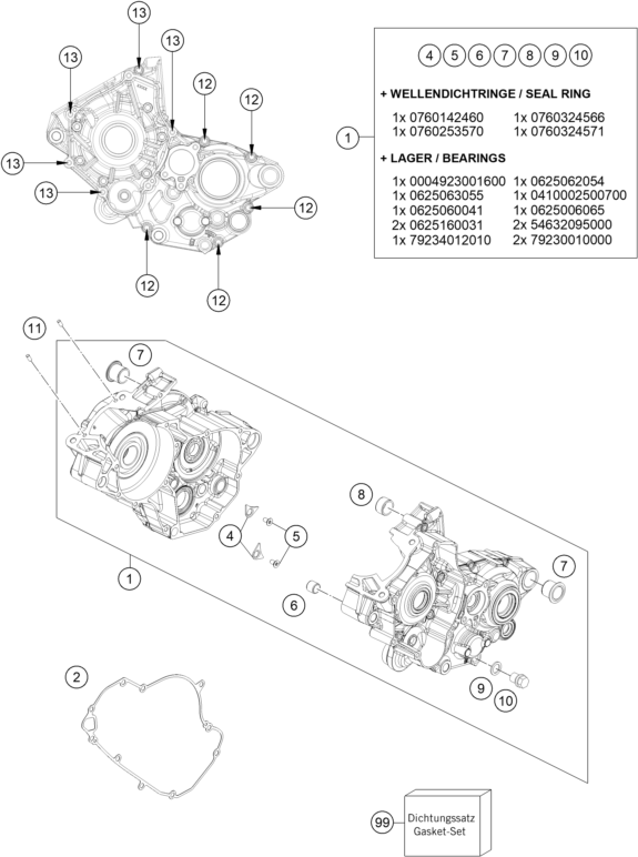 vue éclatée carter moteur - gasgas mc 125 2026