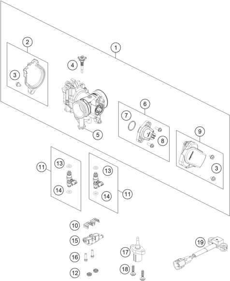 vue éclatée corps du clapet d'étranglement - gasgas mc 125 2026