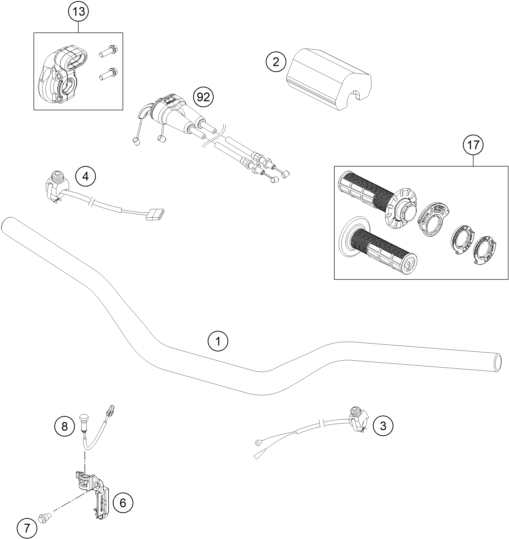 vue éclatée guidon, armatures - gasgas mc 250f bt eu 2023