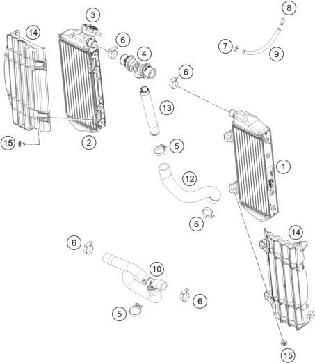 vue éclatée système de refroidissement - gasgas mc 250f bt eu 2023