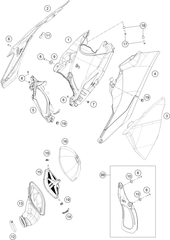 vue éclatée filtre à air - gasgas mc 250f ikd ar 2023