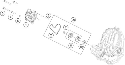 vue éclatée pompe à eau - gasgas mc 250f ikd ar 2023