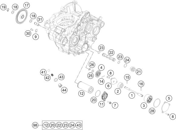 vue éclatée système de lubrification - gasgas mc 250f ikd ar 2023