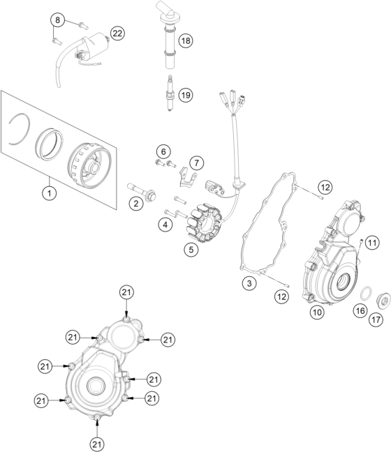 vue éclatée système de allumage - gasgas mc 250f ikd ar 2023