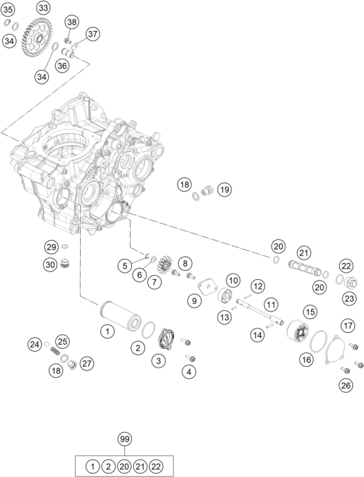 vue éclatée système de lubrification - gasgas mc 250f 2024