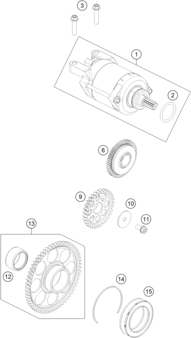vue éclatée démarreur électrique - gasgas mc 250f 2024