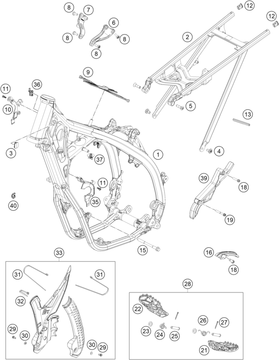 vue éclatée cadre - gasgas mc 250f 2025