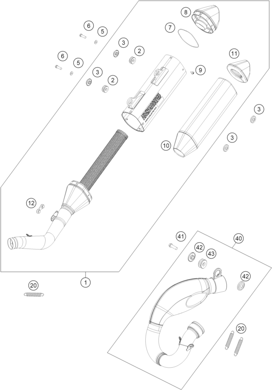vue éclatée système d'echappement - gasgas mc 250f ar 2026