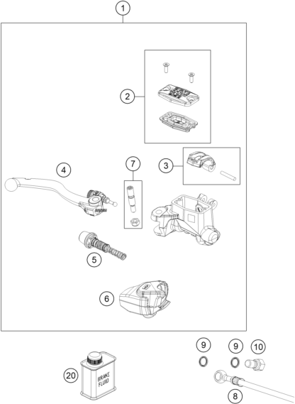 vue éclatée maître cylindre de frein - gasgas mc 250f ar 2026