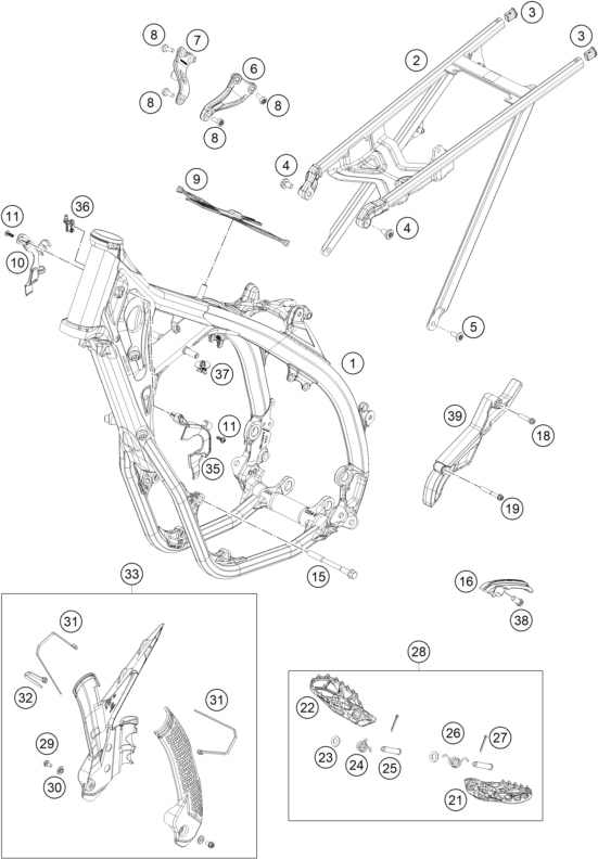 vue éclatée cadre - gasgas mc 250f factory edition us 2023