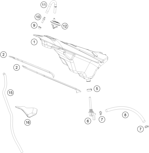 vue éclatée réservoir, selle - gasgas txt gp 250 us 2023