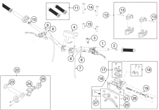 vue éclatée guidon, armatures - gasgas txt gp 280 eu 2020