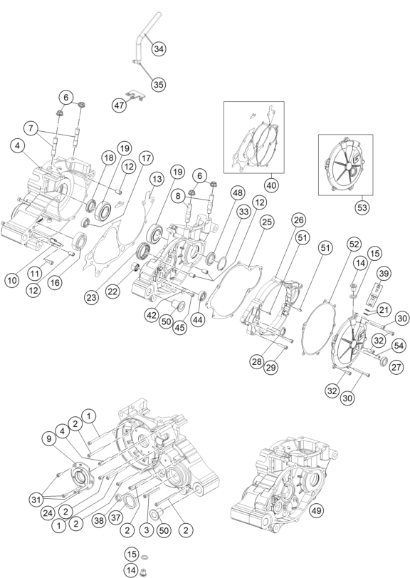 vue éclatée carter moteur - gasgas txt gp 280 eu 2022