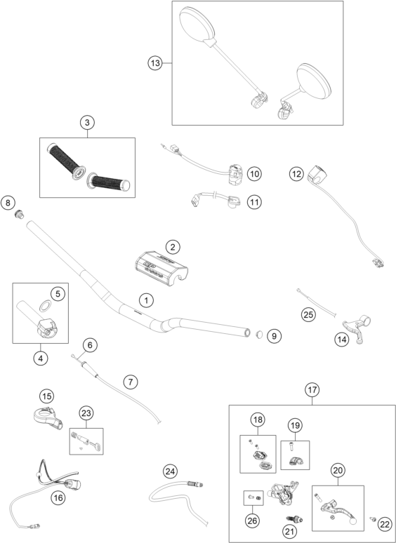 vue éclatée guidon, armatures - gasgas txt gp 300 eu 2024