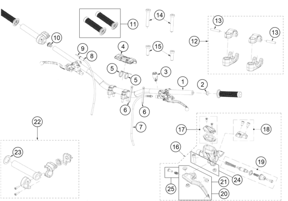 vue éclatée guidon, armatures - gasgas txt racing 280 us 2020