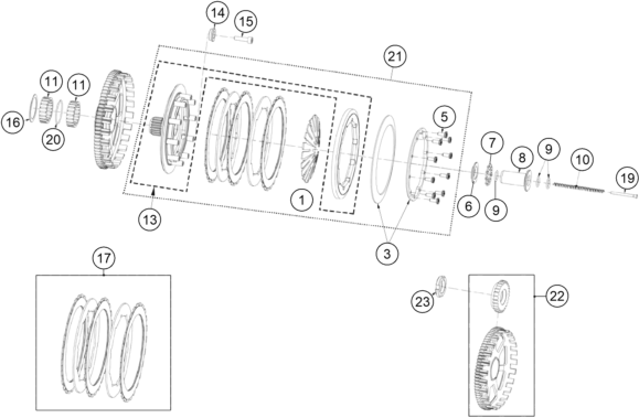 vue éclatée embrayage - gasgas txt racing 280 us 2020