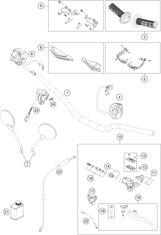vue éclatée guidon, armatures - gasgas sm 700 eu 2022