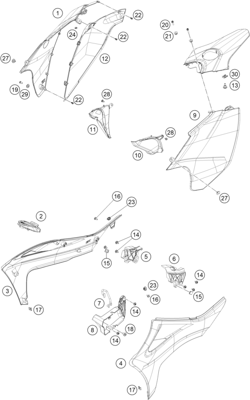 vue éclatée carénage - gasgas sm 700 eu 2022