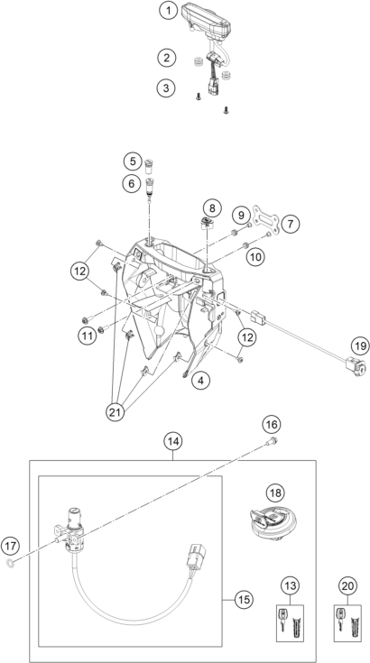 vue éclatée instruments / système de verrouillage - gasgas sm 700 eu 2022