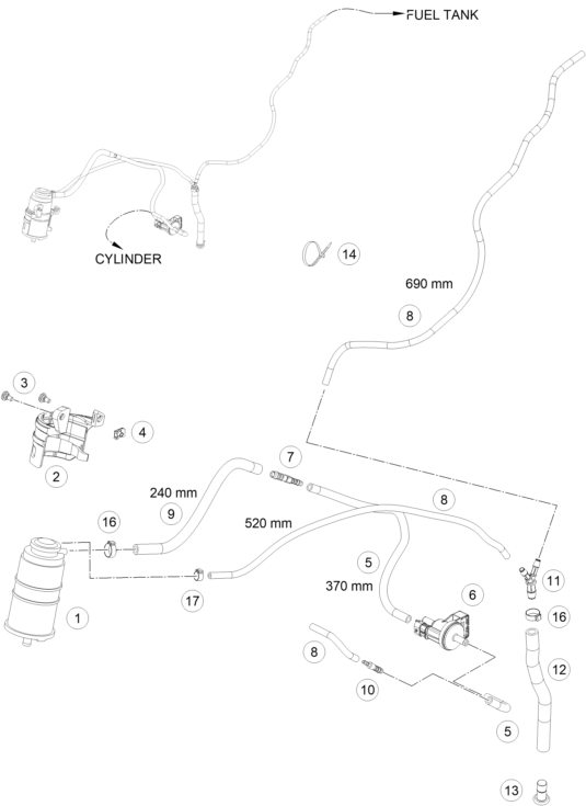 vue éclatée filtre à charbon actif - gasgas sm 700 eu 2022