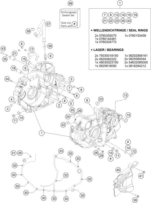 vue éclatée carter moteur - gasgas sm 700 eu 2022