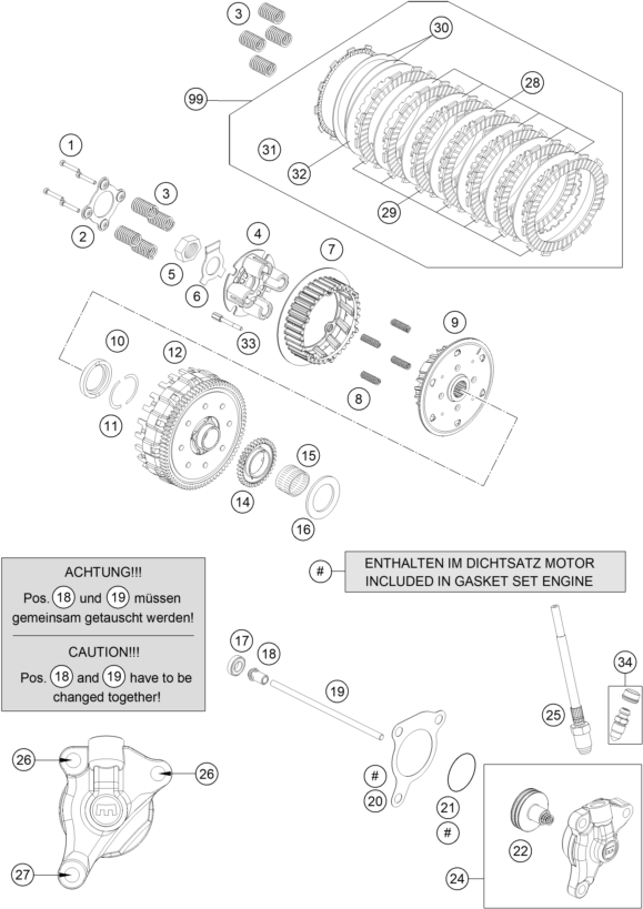 vue éclatée embrayage - gasgas sm 700 eu 2022