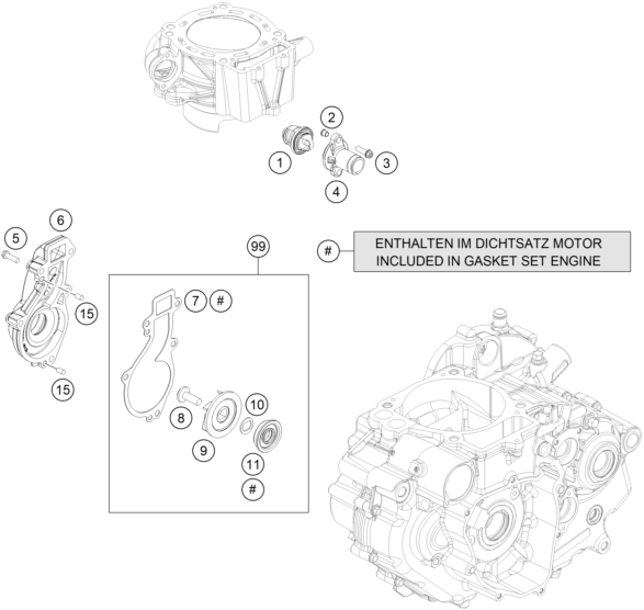 vue éclatée pompe à eau - gasgas sm 700 eu 2022