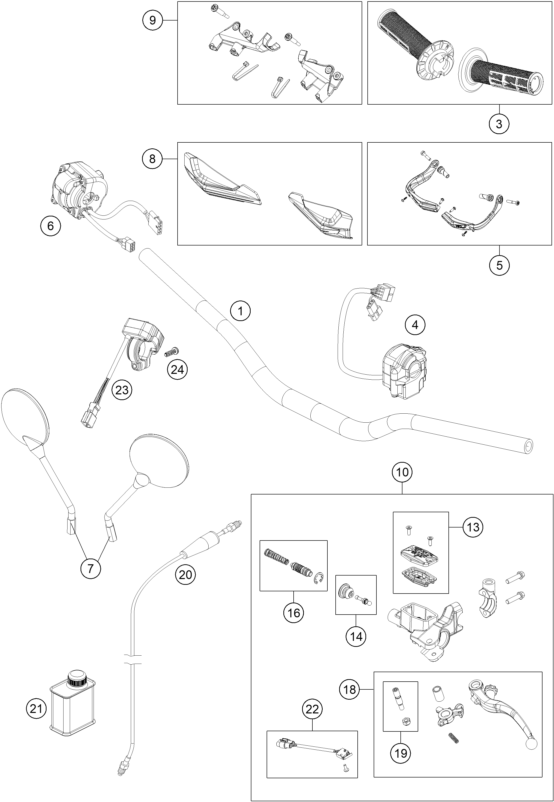 vue éclatée guidon, armatures - gasgas sm 700 eu 2023
