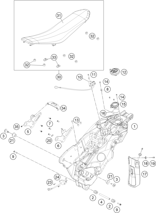 vue éclatée réservoir, selle - gasgas sm 700 eu 2023