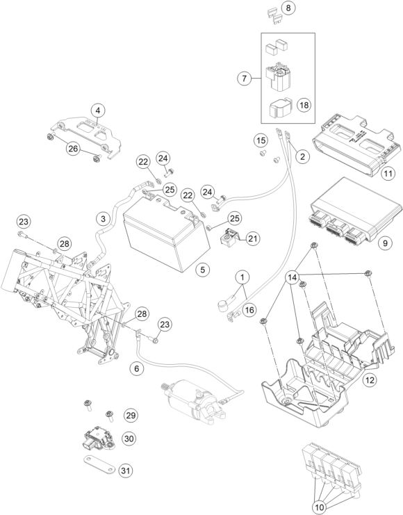 vue éclatée batterie - gasgas sm 700 eu 2023