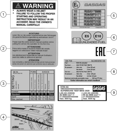 vue éclatée technic information sticker - gasgas sm 700 eu 2023