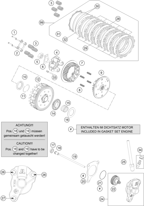 vue éclatée embrayage - gasgas sm 700 eu 2023