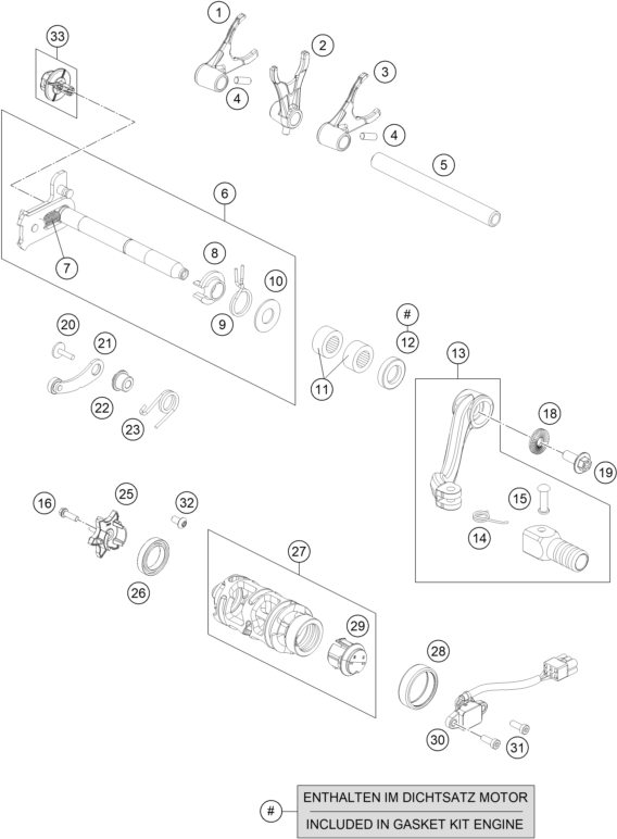 vue éclatée mécanisme de sélection - gasgas sm 700 eu 2023