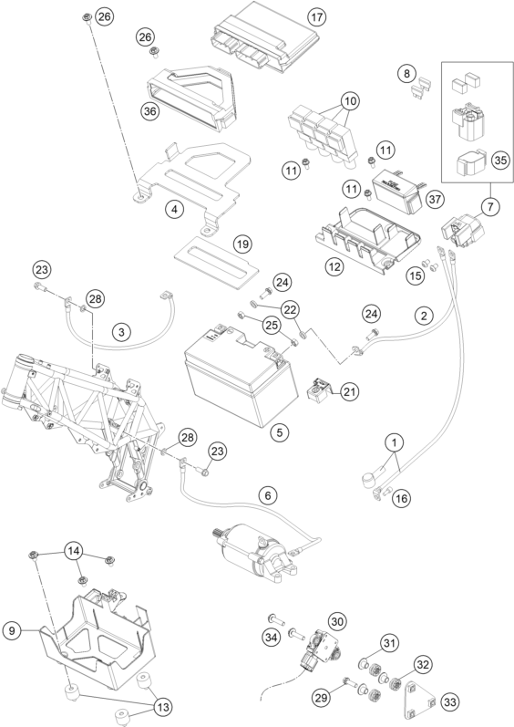 vue éclatée batterie - gasgas sm 700 us 2023