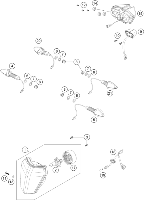 vue éclatée éclairage - gasgas sm 700 us 2023