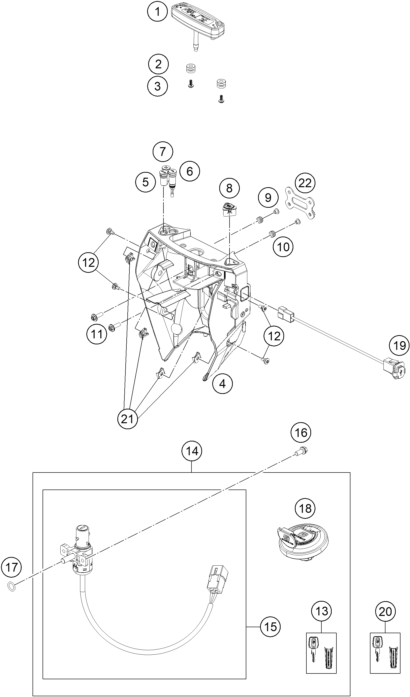 vue éclatée instruments / système de verrouillage - gasgas sm 700 us 2023