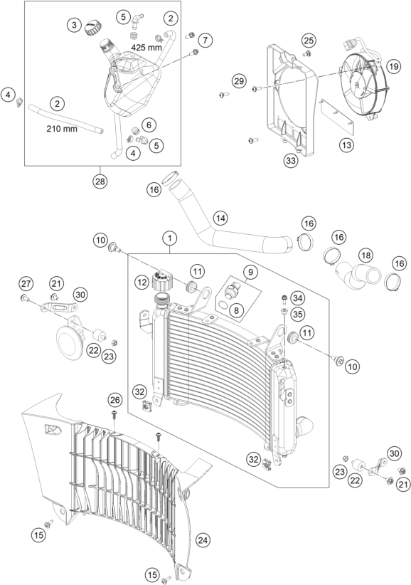 vue éclatée système de refroidissement - gasgas sm 700 us 2023