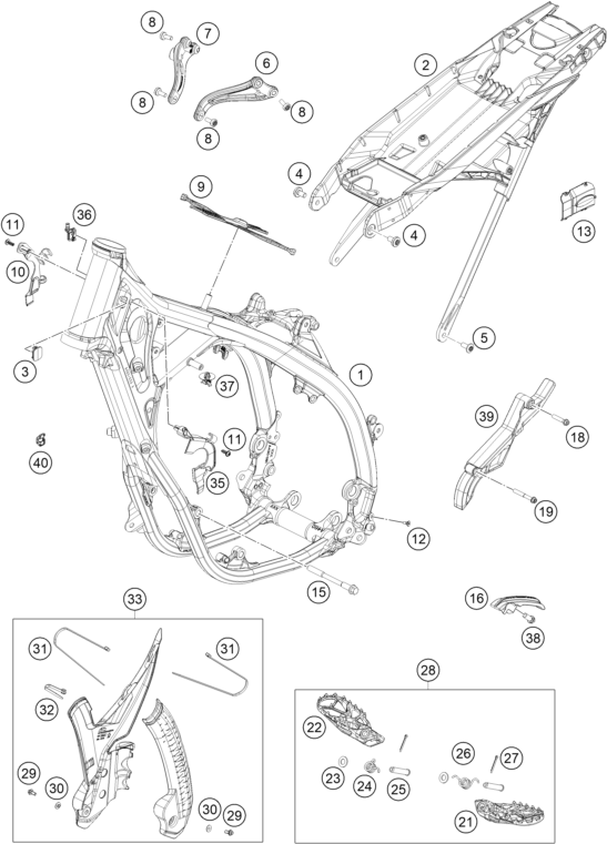 vue éclatée cadre - ktm 150 xc-w us 2026