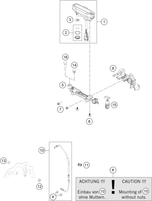 vue éclatée instruments / système de verrouillage - ktm 150 xc-w us 2026