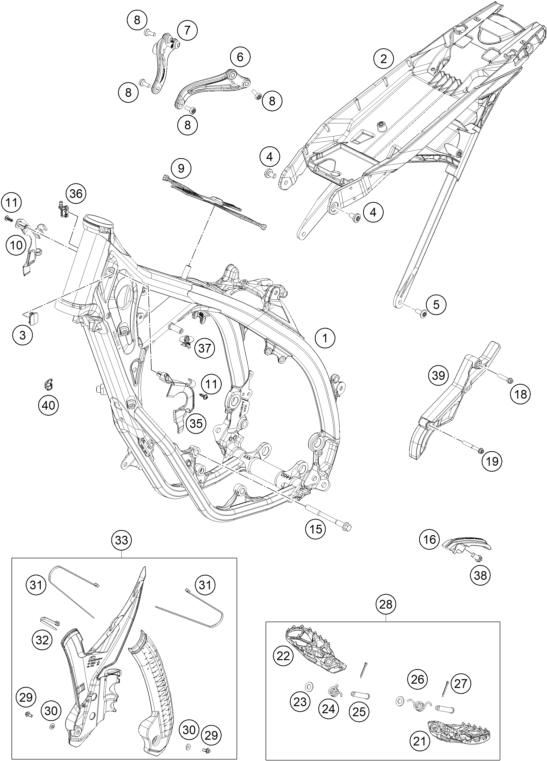 vue éclatée cadre - ktm 125 sx us 2026