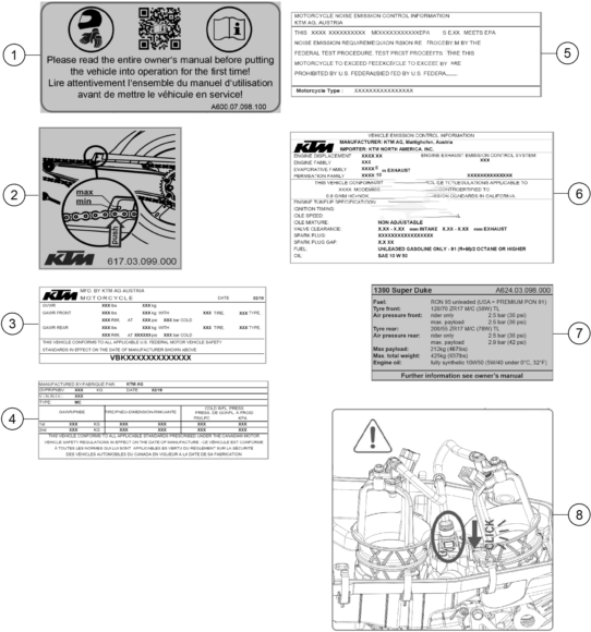 vue éclatée technic information sticker - ktm 1390 super duke r evo, orange us 2026