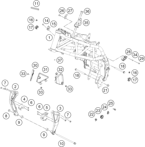 vue éclatée cadre - ktm 125 duke, black - b.d. jp 2026