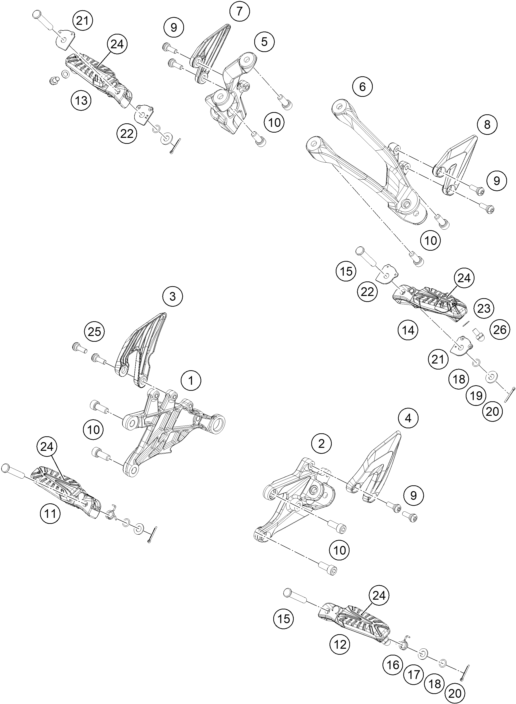 vue éclatée repose-pieds - ktm 125 duke, black - b.d. jp 2026
