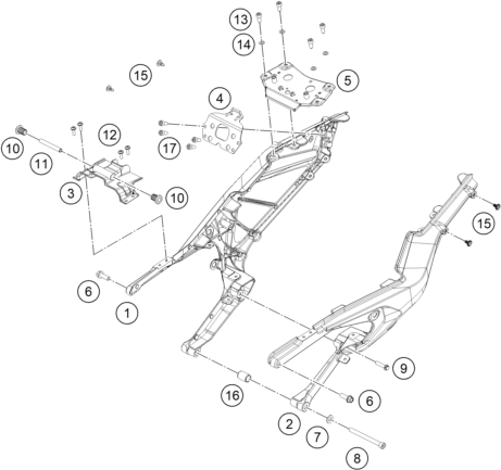 vue éclatée bras arrière - ktm 125 duke, black - b.d. rw 2026