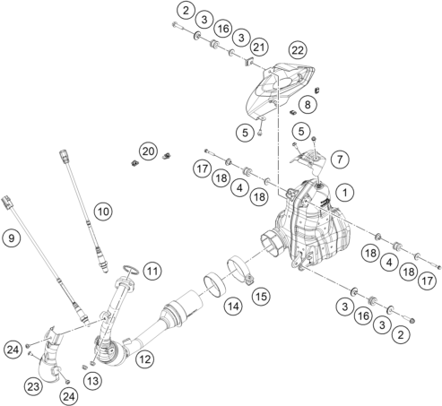 vue éclatée système d'echappement - ktm 125 duke, black - b.d. rw 2026