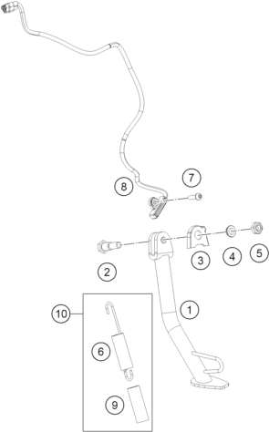 vue éclatée béquille latérale / béquille centrale - ktm 125 duke, blue - b.d. jp 2026