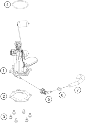 vue éclatée pompe à essence - ktm 125 duke, blue - b.d. rw 2026